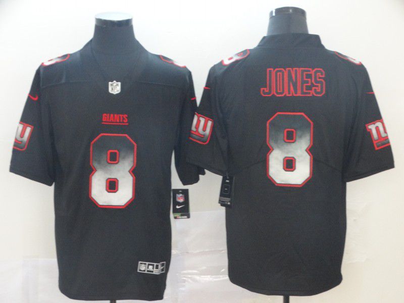 Men New York Giants 8 Jones Black Nike Black Smoke Fashion Limited Jersey